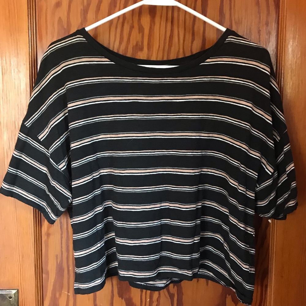 American eagle striped cropped shirt